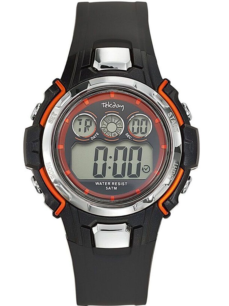 Montre Enfant Tekday Noire Et Orange