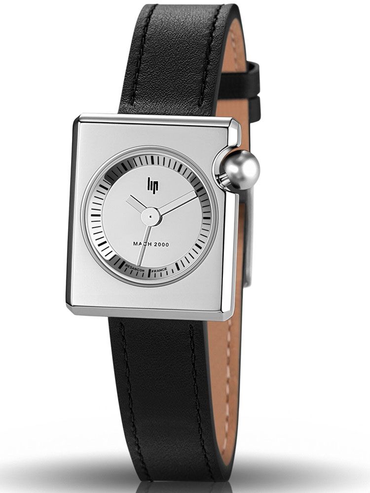 Montre noire femme LIP Mach 2000 Mini Square originale et chic 671103