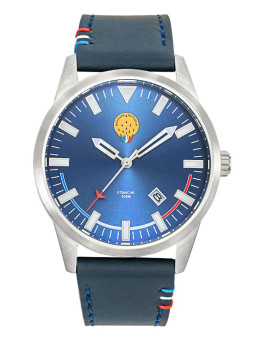 Montre Patrouille de France bleue acier bracelet cuir