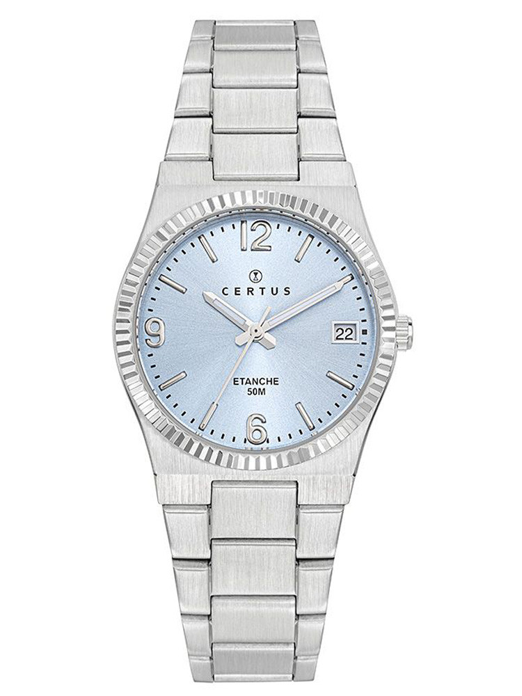 Montre Certus Pour femme tout Acier cadran bleu