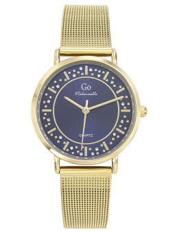 Montre dorée femme Go milanais Bleu nuit