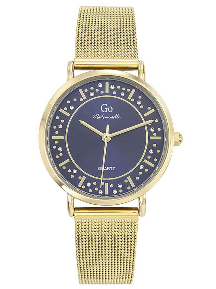 Montre dorée femme Go milanais Bleu nuit