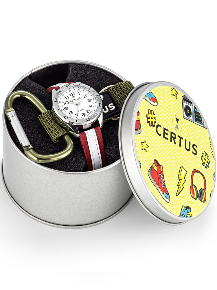 Coffret Certus junior montre rouge et mousqueton