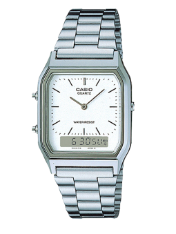 Montre vintage double affichage Casio cadran blanc