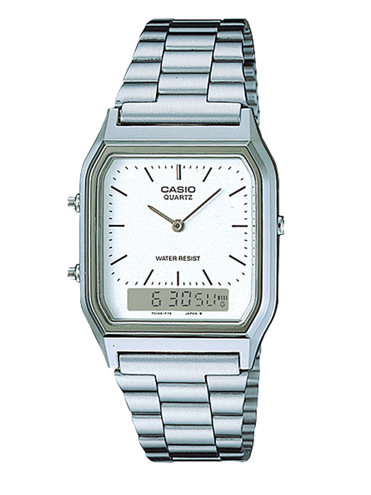 Montre vintage double affichage Casio cadran blanc