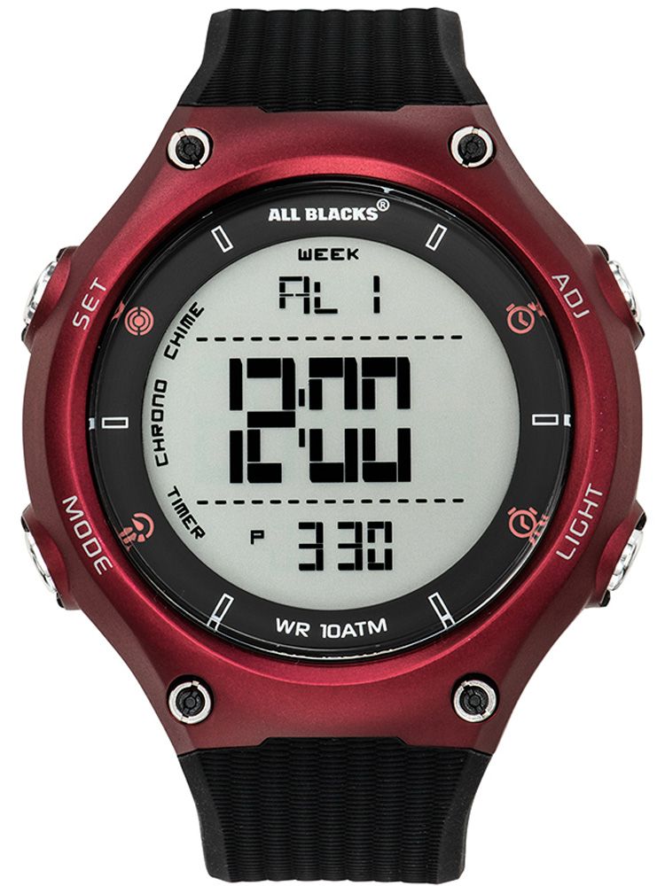 Montre homme All Blacks digitale boitier rouge métallique